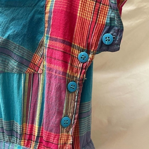 Vintage 1980’s Madras Plaid Cotton Romper Playsuit Pink, Blue, Green Size XS - Picture 7 of 16
